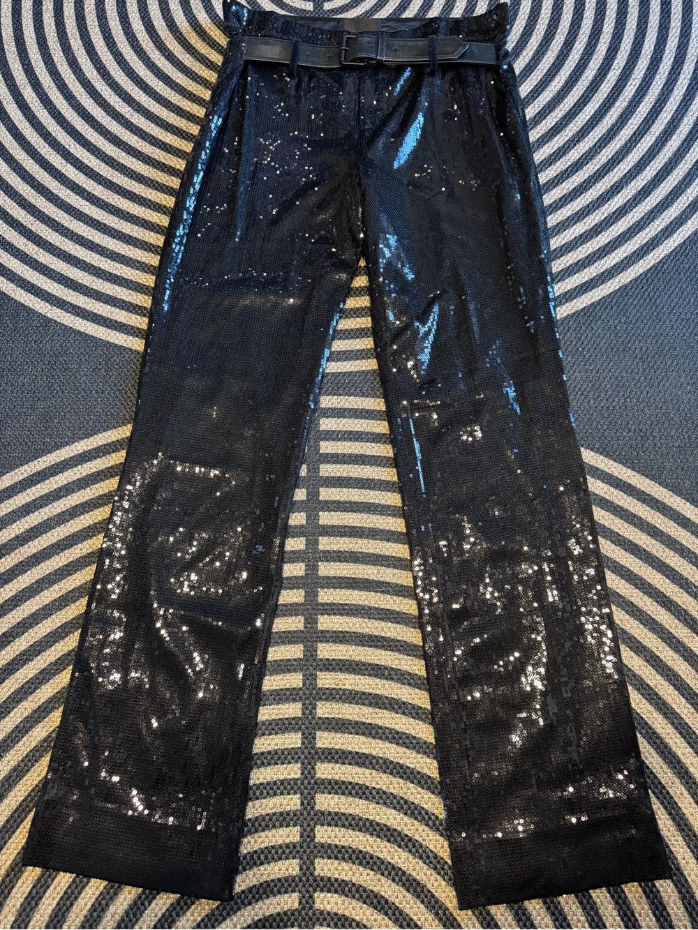 RtA Black Sequin Straight-Leg Jeans